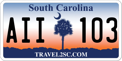 SC license plate AII103