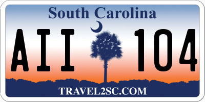 SC license plate AII104