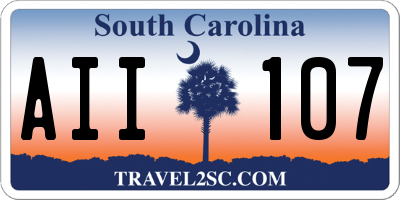 SC license plate AII107