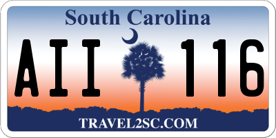 SC license plate AII116