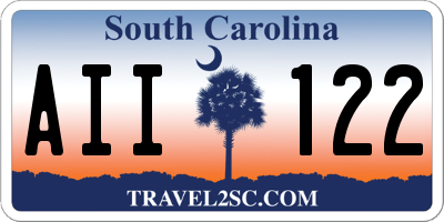 SC license plate AII122