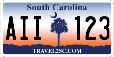 SC license plate AII123