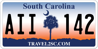 SC license plate AII142