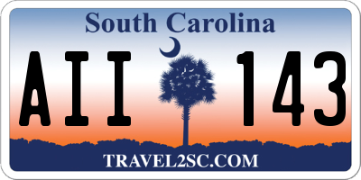 SC license plate AII143