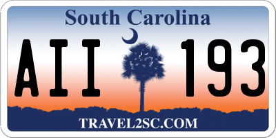 SC license plate AII193
