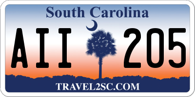 SC license plate AII205