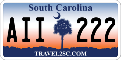 SC license plate AII222