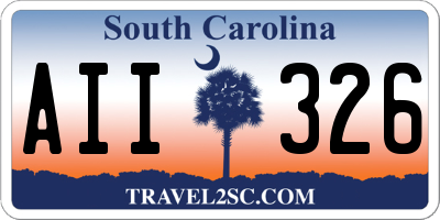 SC license plate AII326