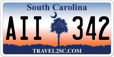 SC license plate AII342