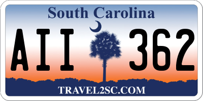 SC license plate AII362