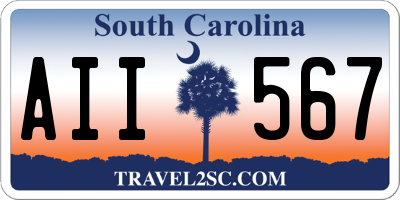 SC license plate AII567