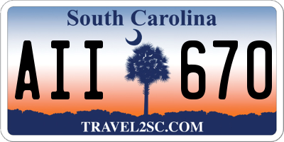 SC license plate AII670