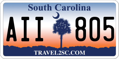 SC license plate AII805