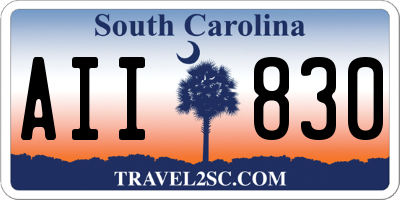 SC license plate AII830