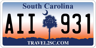 SC license plate AII931