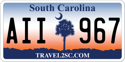 SC license plate AII967