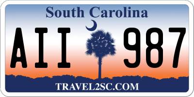 SC license plate AII987