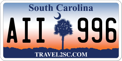 SC license plate AII996