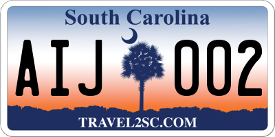 SC license plate AIJ002