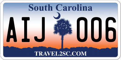 SC license plate AIJ006