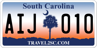 SC license plate AIJ010