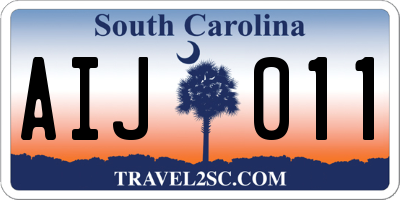 SC license plate AIJ011