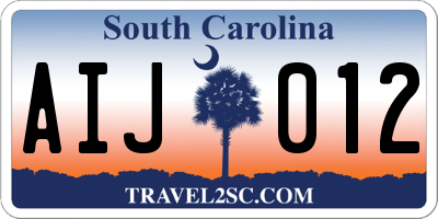 SC license plate AIJ012