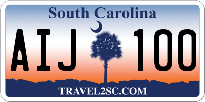 SC license plate AIJ100