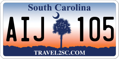SC license plate AIJ105