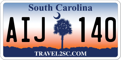 SC license plate AIJ140