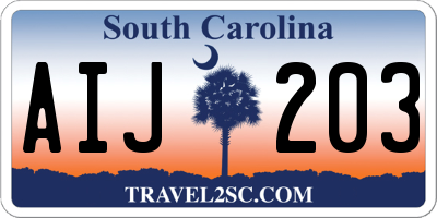 SC license plate AIJ203