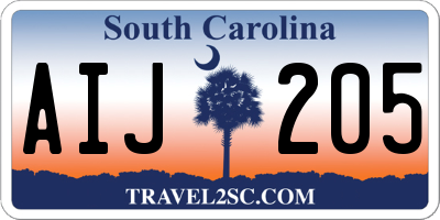 SC license plate AIJ205