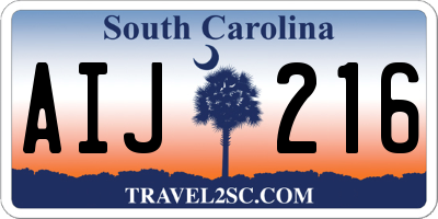 SC license plate AIJ216