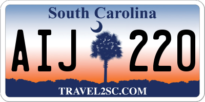 SC license plate AIJ220