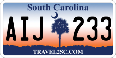 SC license plate AIJ233