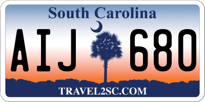 SC license plate AIJ680