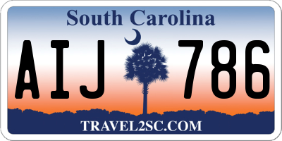 SC license plate AIJ786