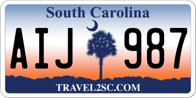 SC license plate AIJ987