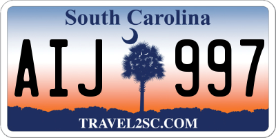 SC license plate AIJ997