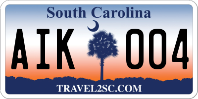 SC license plate AIK004