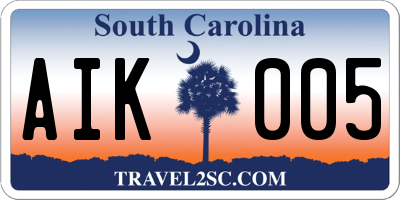 SC license plate AIK005