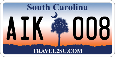 SC license plate AIK008