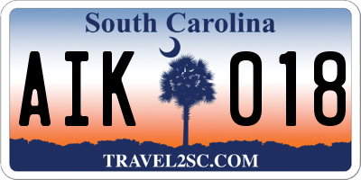 SC license plate AIK018