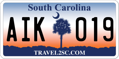 SC license plate AIK019