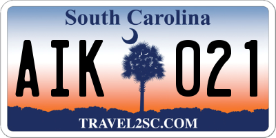 SC license plate AIK021