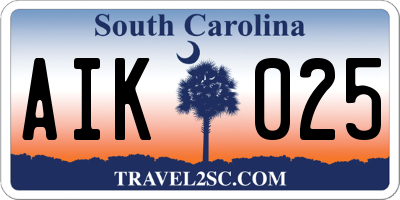 SC license plate AIK025
