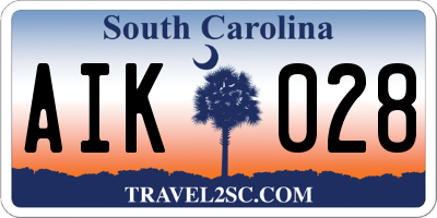 SC license plate AIK028