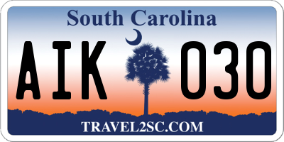 SC license plate AIK030