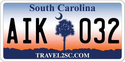 SC license plate AIK032