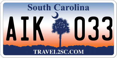 SC license plate AIK033
